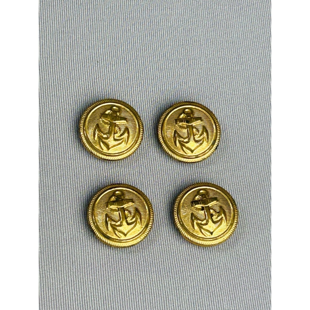 U.S. Navy Military Vintage Small Metal Gold Tone Anchor Buttons Set Of 4
